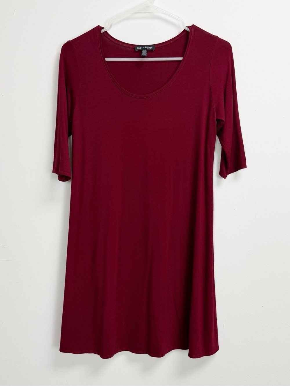 Eileen Fisher Dress XXS Womens Red Half Sleeve Scoop Neck Stretch